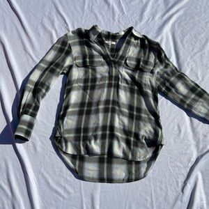 Madewell plaid  Button-Front Fall flannel Olive and Cream fall  0092
